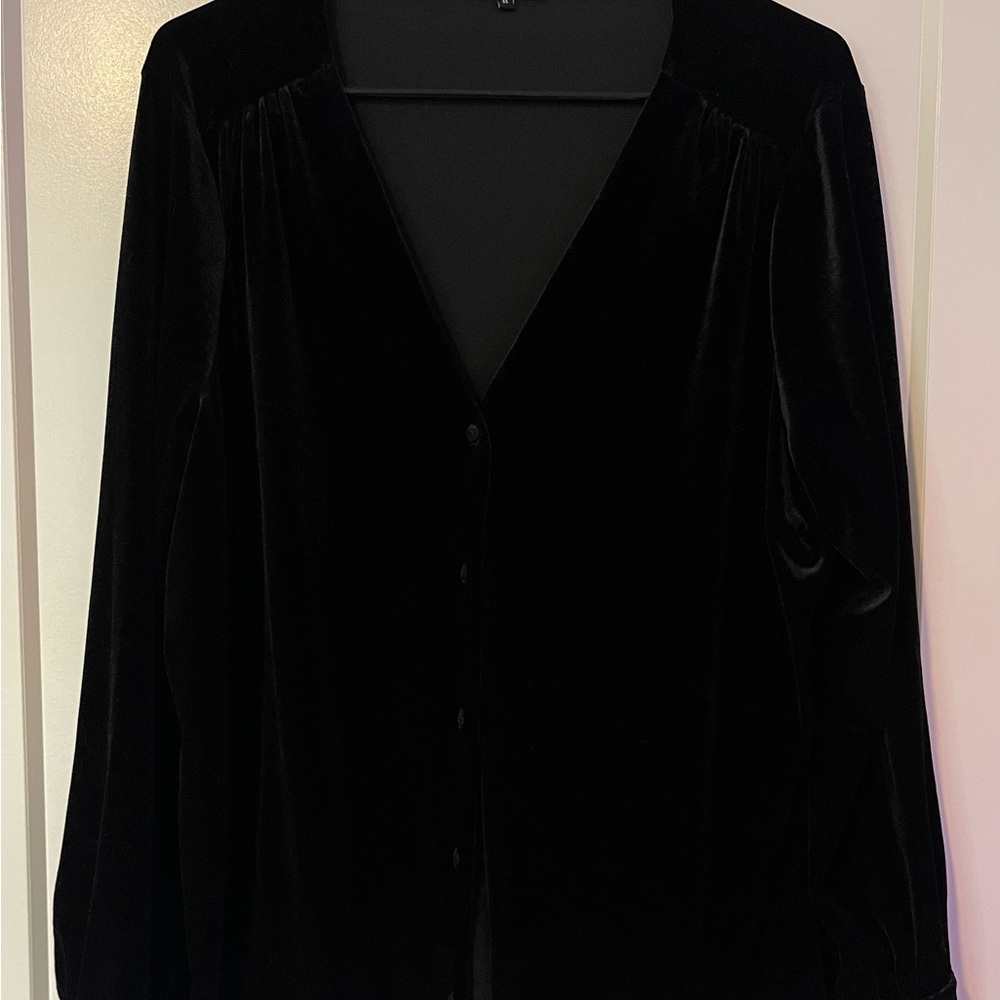 1. State Black velvet cardigan